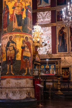 Moscow, Russia - January 18, 2023: Interior of the Assumption Cathedral, Kremlinのeditorial素材