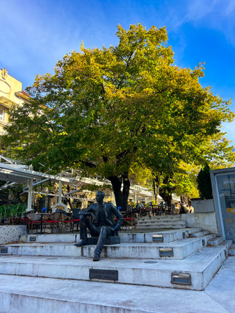 Belgrade, Serbia - November 13, 2023: A monument to Serbian writer Borislav Pekicのeditorial素材
