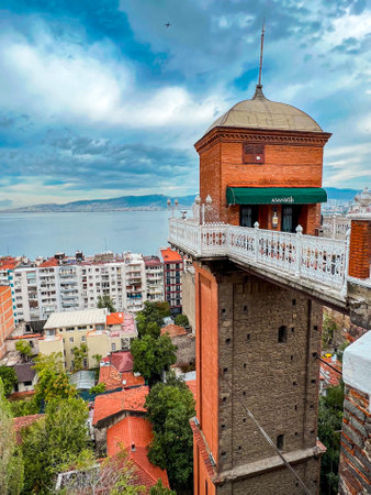 Historic elevator Tarihi Asansor in Konak District of Izmirの写真素材