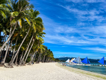 Panoramic view of the White Beach, Boracay