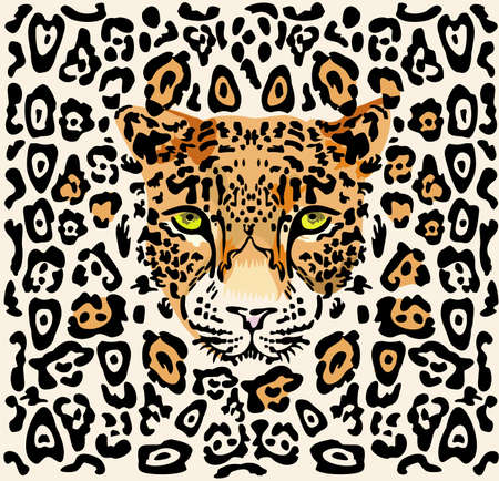 Pattern with a muzzle of a leopard. Available as Illustrator-File