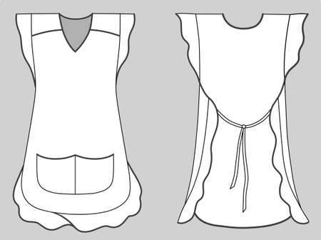 Woman apron with frills and pocketsのイラスト素材