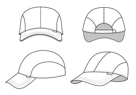 Cap vector illustration featured front, back, side, isolated on background のイラスト素材