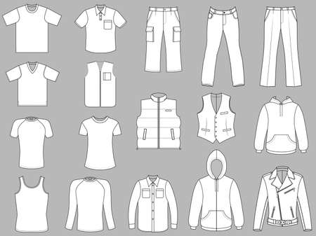 Man clothes collection isolated on grey background のイラスト素材