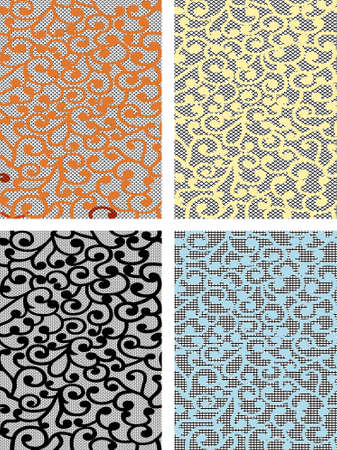 Vector curles on lace seamless background のイラスト素材
