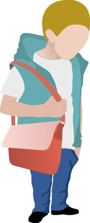 Standing boy isolated on white background (vector illustration)のイラスト素材