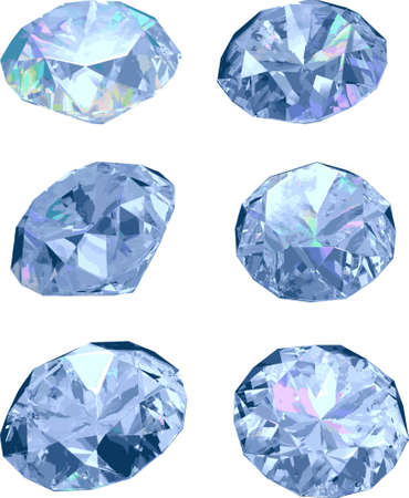Set of six diamonds isolated on white background, vector illustrationのイラスト素材