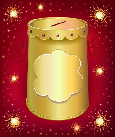 Universal blank holiday moneybox tin can  template isolated on red joy background.
Created in  Illustrator. Image contains transparencies, gradient meshes and blends.
EPS 10.のイラスト素材