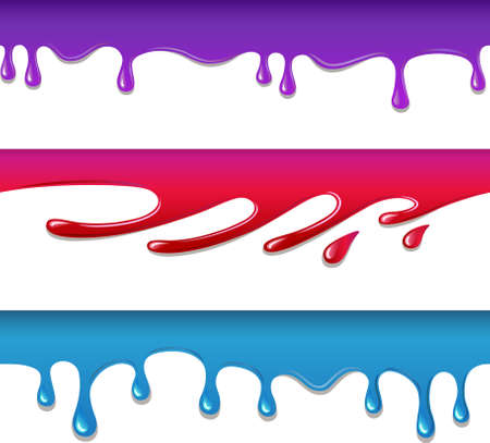colored seamless drips set isolated on whiteのイラスト素材