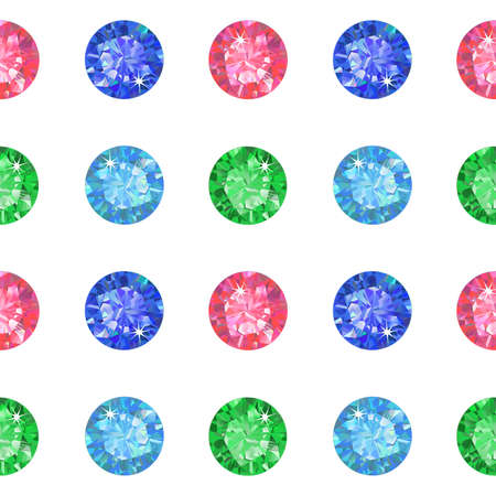 Seamless pattern of colored gems isolated on background, vector illustrationのイラスト素材