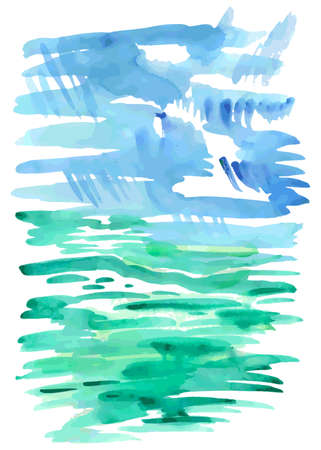 Abstract watercolor portrait summer rain background isolated on white, vector illustrationのイラスト素材