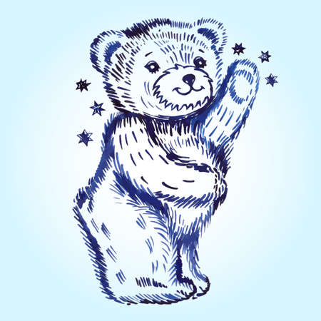 Standing bear (handpaint watercolor). Vector illustration isolated on background.のイラスト素材