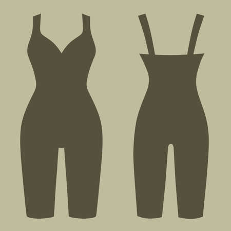Woman outlined silhouette slimming underwear (front, back view). Vector illustration isolated on background. You can use this image for fashion design and etc.のイラスト素材