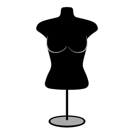 Woman mannequin torso with stand, front view. Vector illustration isolated on white background. You can use this image for fashion design and etc.のイラスト素材