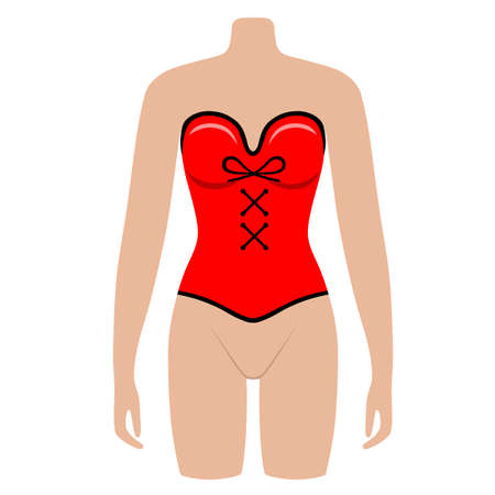 Woman mannequin torso in a corset flat style. Vector illustration isolated on white background. You can use this image for fashion design and etc.のイラスト素材