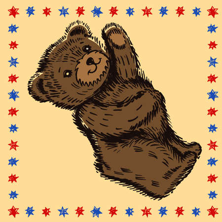 Standing bear pattern (handpaint watercolor). Vector illustration isolated on backgroundのイラスト素材