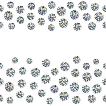 Seamless scattered gems, rhinestones isolated on white background, vector illustrationのイラスト素材