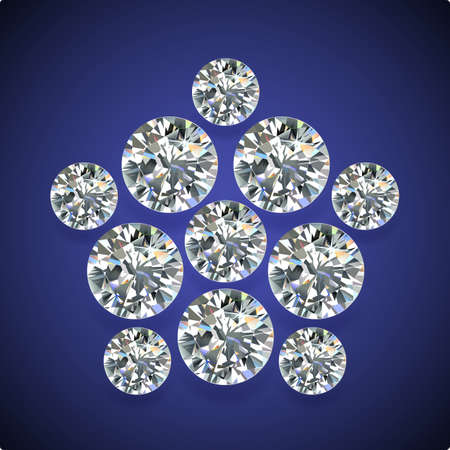 Diamond pentagon brooch isolated on dark-blue background, vector illustrationのイラスト素材