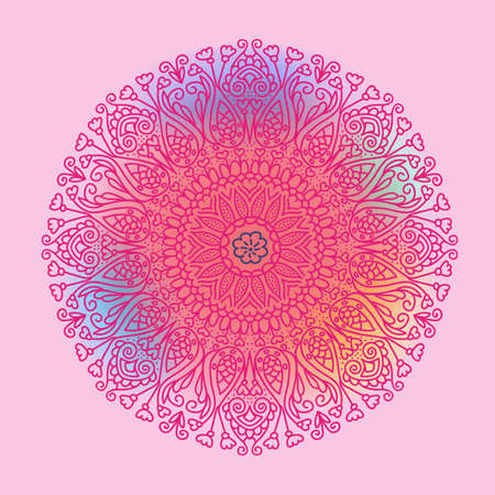 Decor floral mandala on pink backgroundのイラスト素材