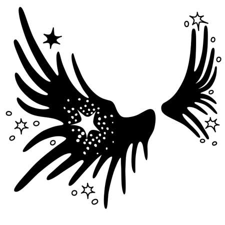 Wings set linear silhouette isolated on white background, vector illustrationのイラスト素材