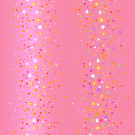 Seamless scattered circles & stars isolated on pink background, vector illustrationのイラスト素材