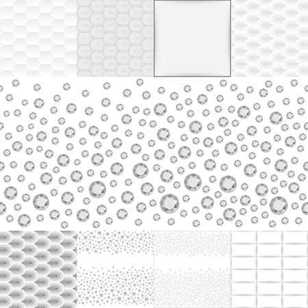 Grey white seamless background set, vector illustrationのイラスト素材