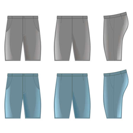 Man outlined template of skinny briefs (front, side & back view), vector illustration isolated on white backgroundのイラスト素材