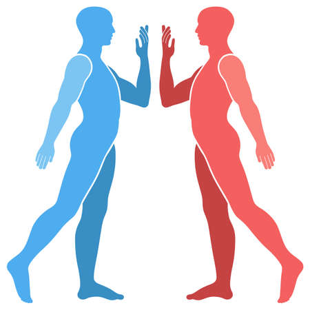 Fashion body full length bald template figure silhouette (going side view), vector illustration isolated on white backgroundのイラスト素材