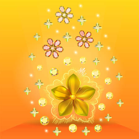 Gold pattern impossible flower metal isolated on background (vector illustration)のイラスト素材