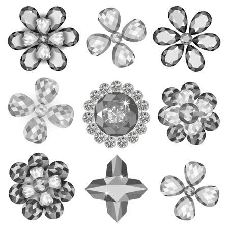 Set of colored gems isolated on white background, vector illustrationのイラスト素材