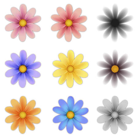 Pattern flower five petal set isolated on background (vector illustration)のイラスト素材