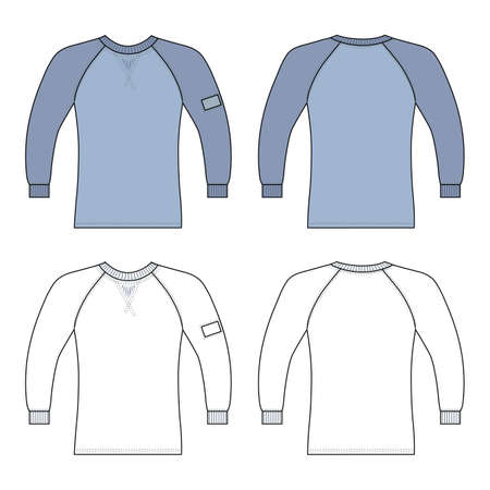 T shirt man template (front, back views), vector illustration isolated on white backgroundのイラスト素材
