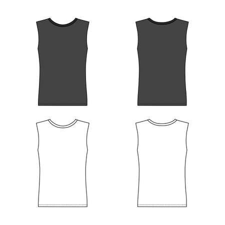 T shirt man template (front, back views), vector illustration isolated on white backgroundのイラスト素材