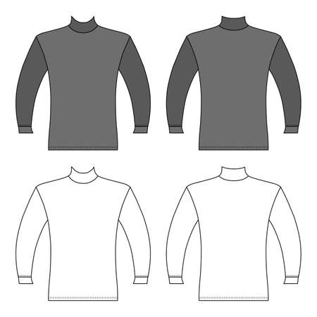 T shirt man template (front, back views), vector illustration isolated on white backgroundのイラスト素材