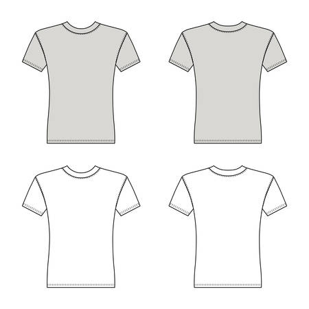 T shirt man template (front, back views), vector illustration isolated on white backgroundのイラスト素材