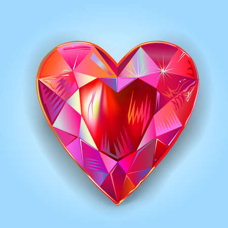 Heart cut gemstone motif pattern shape on blue background, vector illustrationのイラスト素材