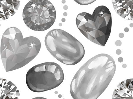 Heart cut gemstone motif pattern shape set on white background, vector illustrationのイラスト素材