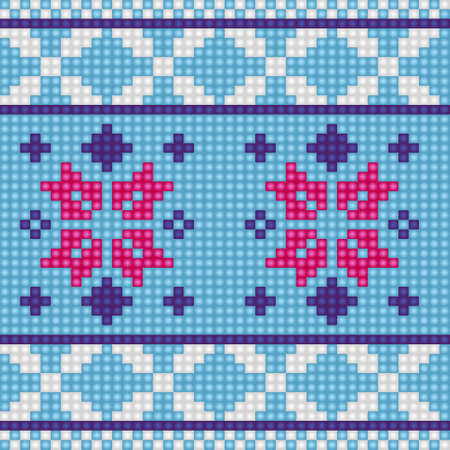 Geometrical seamless counting jacquard embroidery or knitting scheme motif pattern background, isolated vector illustration. For apparel textile like that sweater, sock, napkin, cushionのイラスト素材