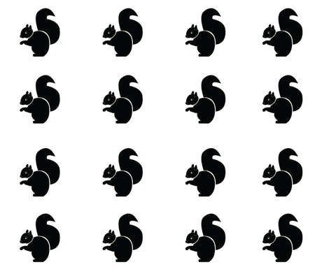 sitting squirrel black and white ,side view vector image isolated on white backgroundの写真素材