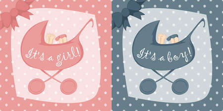 Birth Announcement Cards For Boys And Girlsのイラスト素材