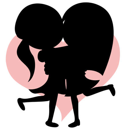 Hug collection - Lovely girlfriends are embracing  silhouette  のイラスト素材