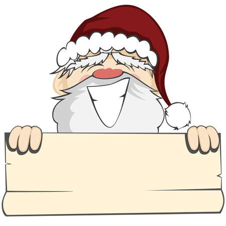 Santa Faces - Santa Claus is smiling and holding a bulletin paper (within your text can be placed)のイラスト素材