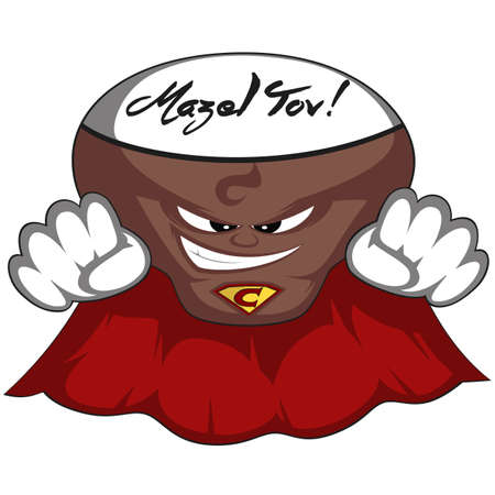 Super Champagne Cork - Super Cork is flying towards you in superhero costume (with \\\\\\\"Mazel Tov!\\\\\\\" text)のイラスト素材