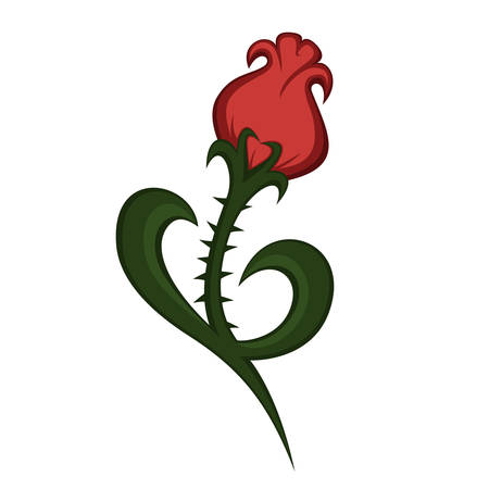a beautiful rose-like flower illustration (with spikes)のイラスト素材