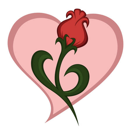 a beautiful rose-like flower illustration (with heart background)のイラスト素材