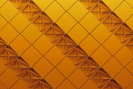 3d rendering abstract background with repeat of wireframe structures.Clones of primitive geometric...