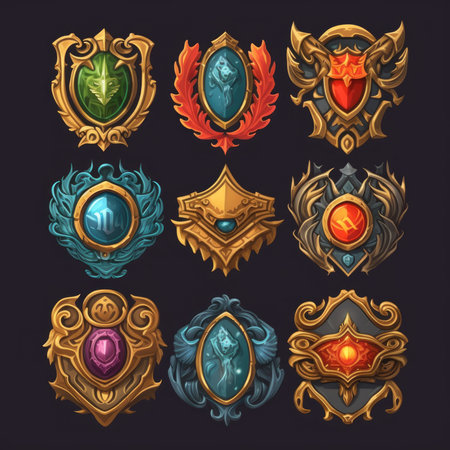 2d casual game ranking badges, icons, emblems made with Generative AIの素材