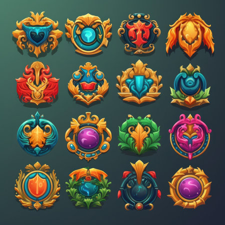 2d casual game ranking badges, icons, emblems made with Generative AIの素材