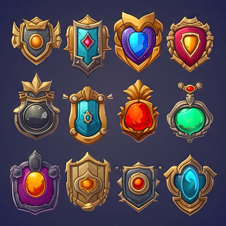 2d casual game ranking badges, icons, emblems made with Generative AIの素材