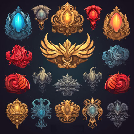 2d casual game ranking badges, icons, emblems made with Generative AIの素材